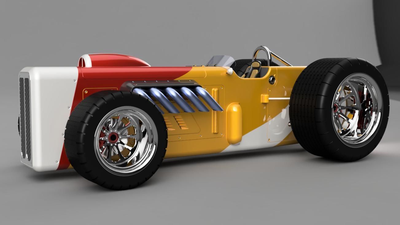 car racing retro vintage vehicles 3D model_2