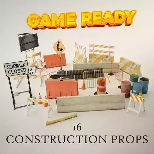 Construction prop sets Low-poly 3D model