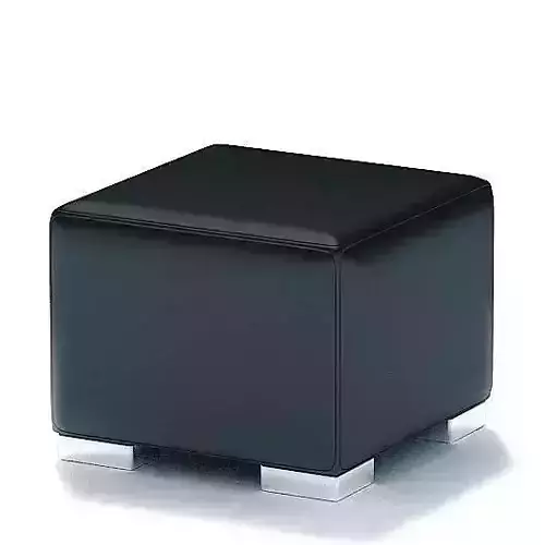 Cubed Black Leather Ottoman