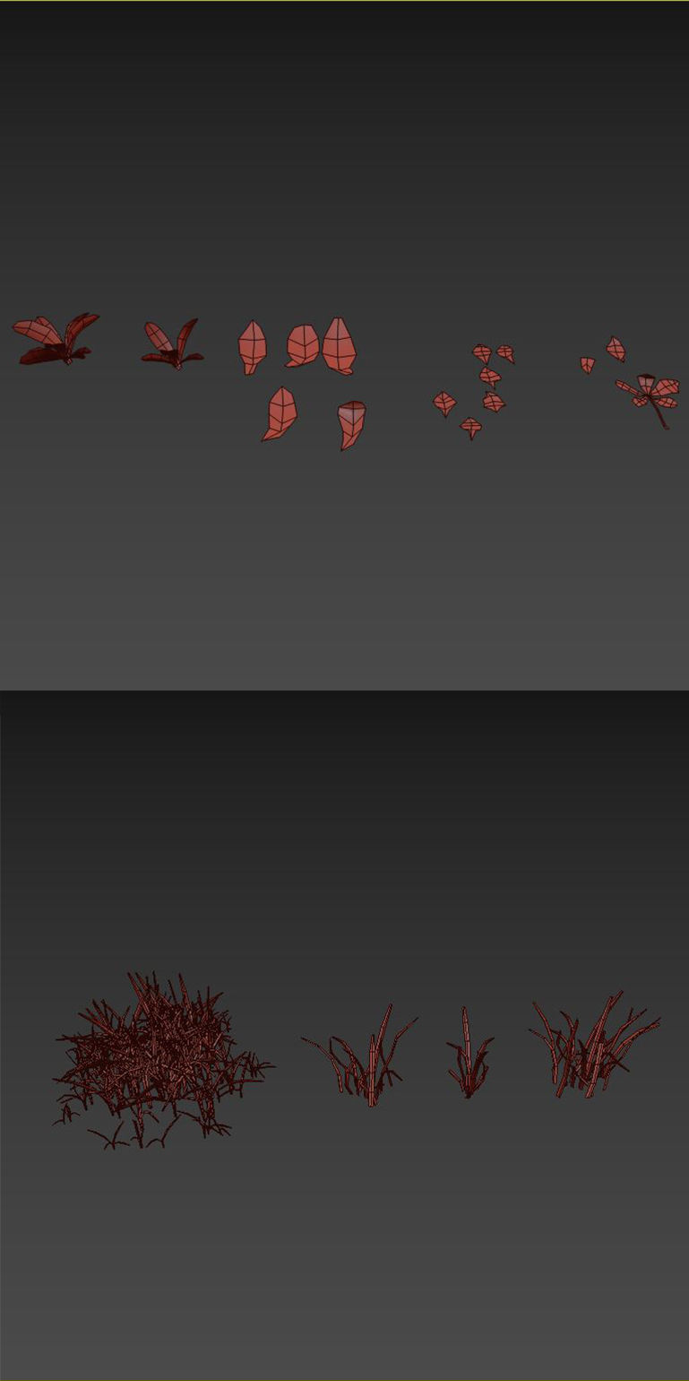 Lawn with autumn leaves 3D model_3