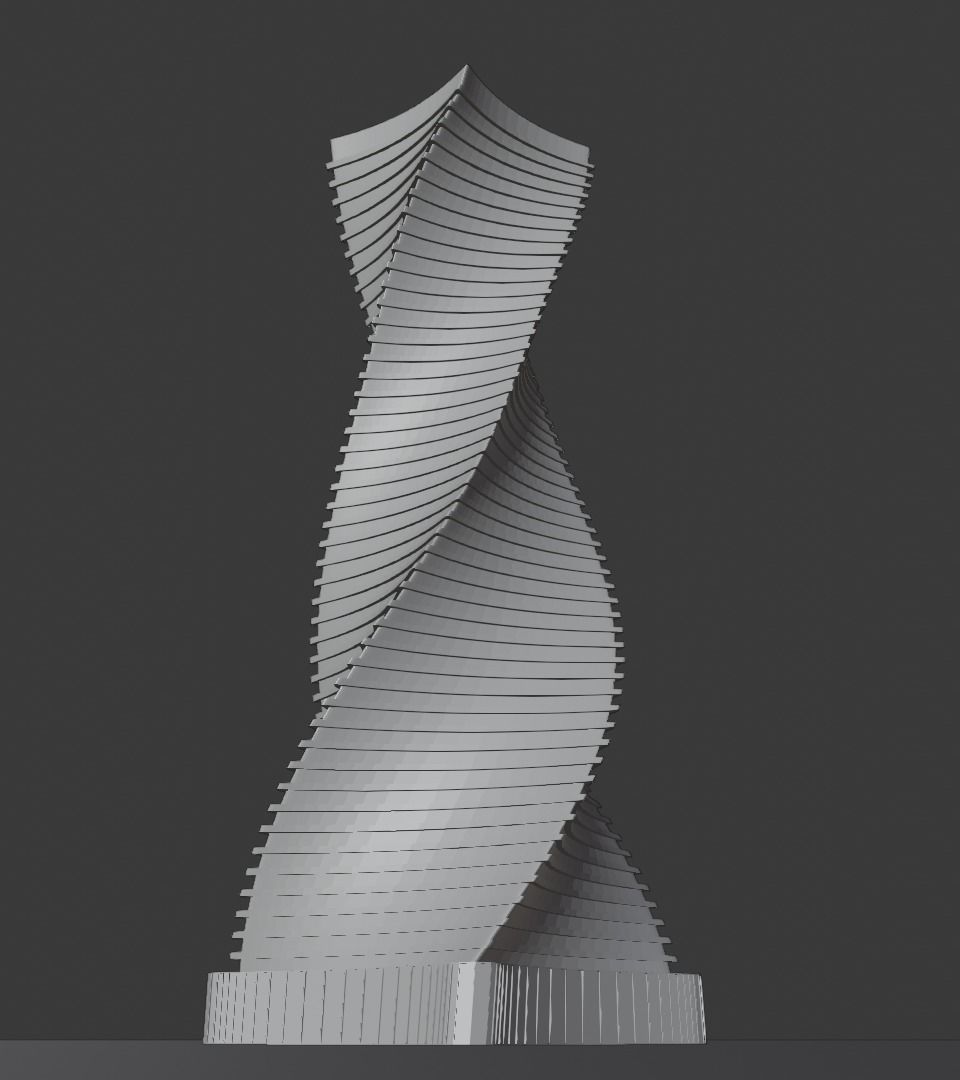Skyscraper twisted 3D model_2