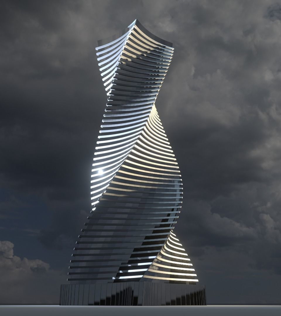 Skyscraper twisted 3D model_1