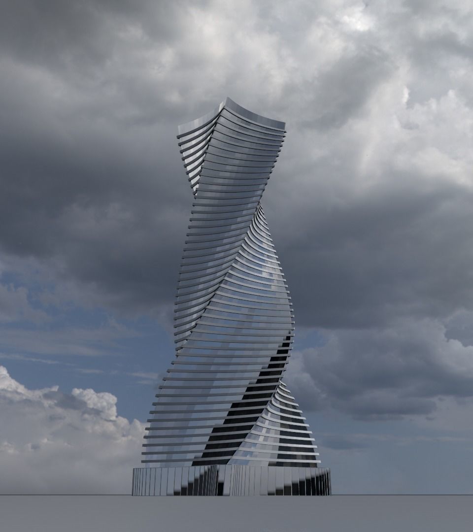 Skyscraper twisted 3D model_10