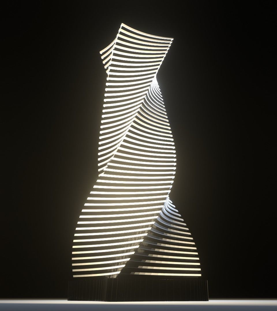Skyscraper twisted 3D model_6