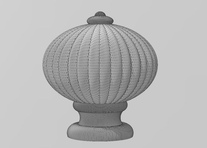 Decorative fluted finial cone 3D print model_1