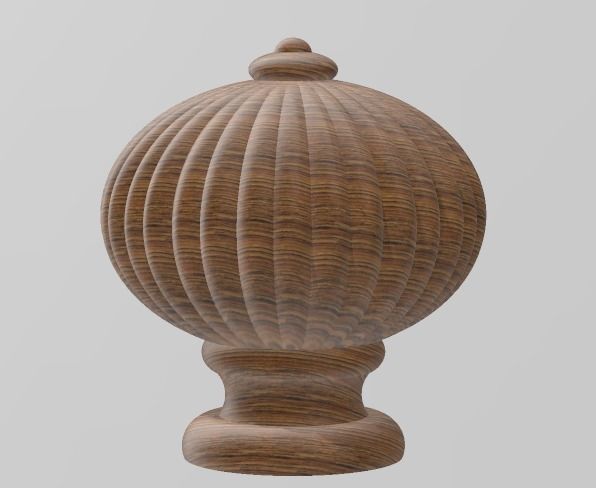 Decorative fluted finial cone 3D print model_2