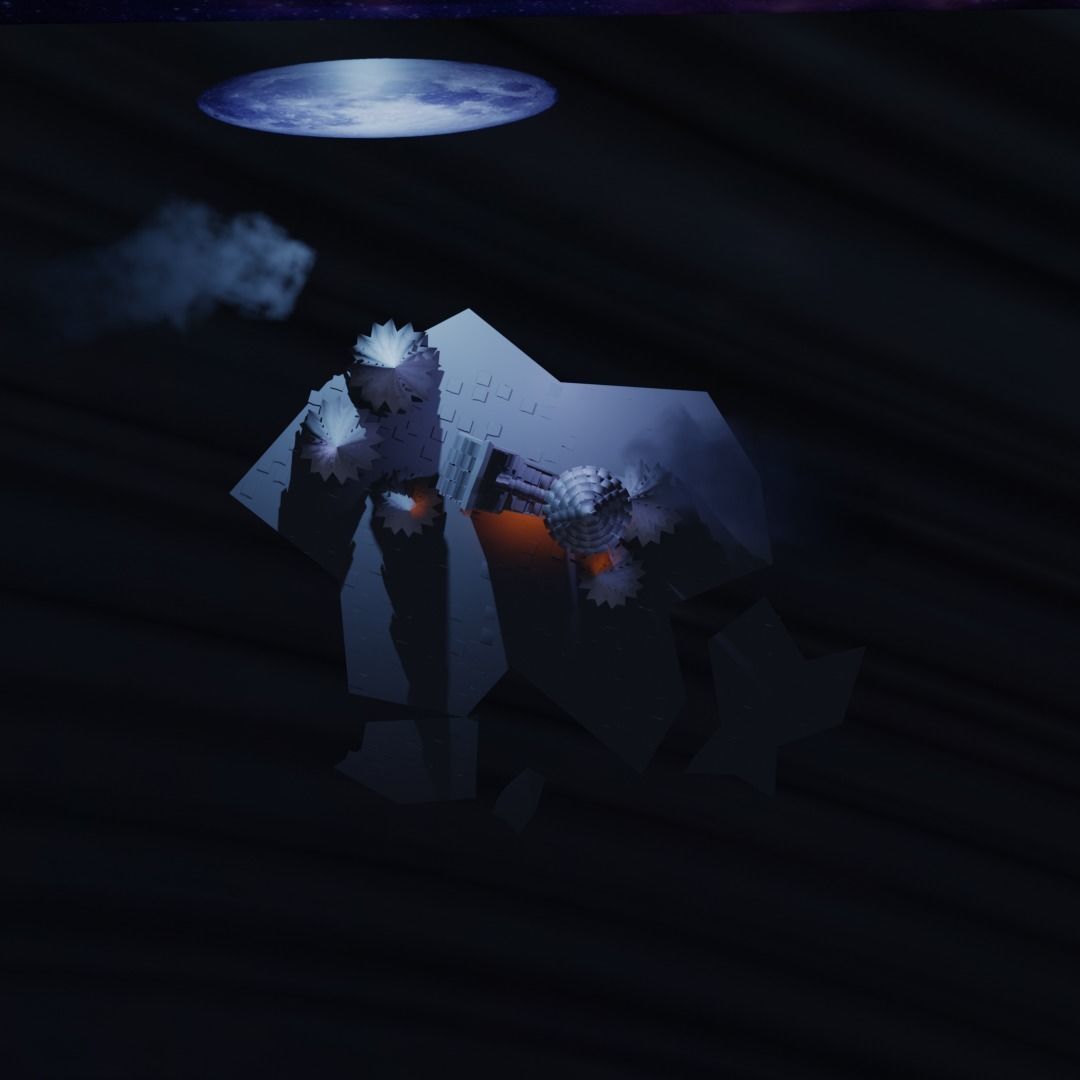 floating house Low-poly 3D model_4