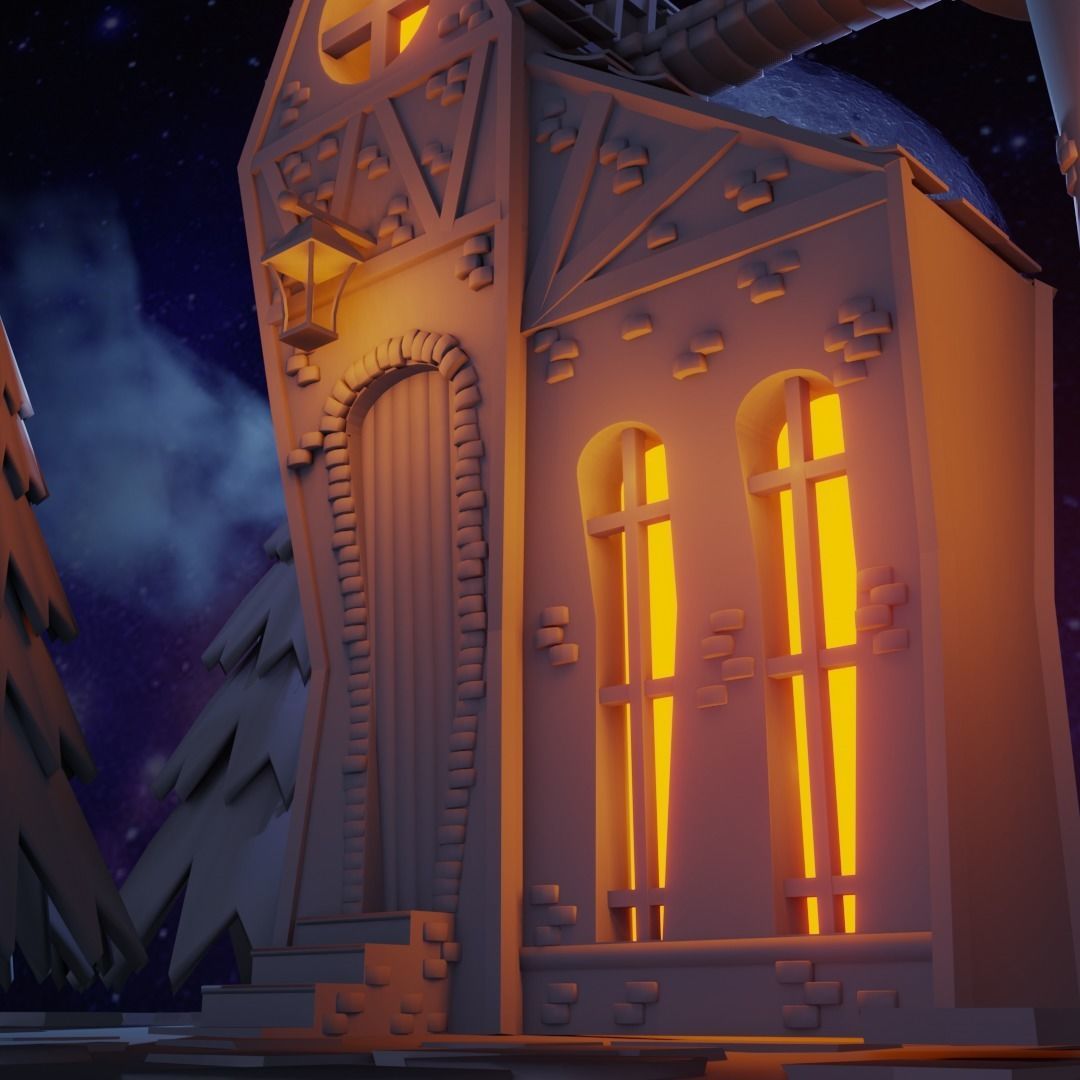 floating house Low-poly 3D model_3