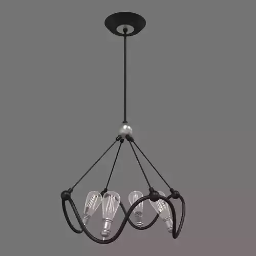 Textured Black with Brushed Nickel Accents Chandelier 3D model