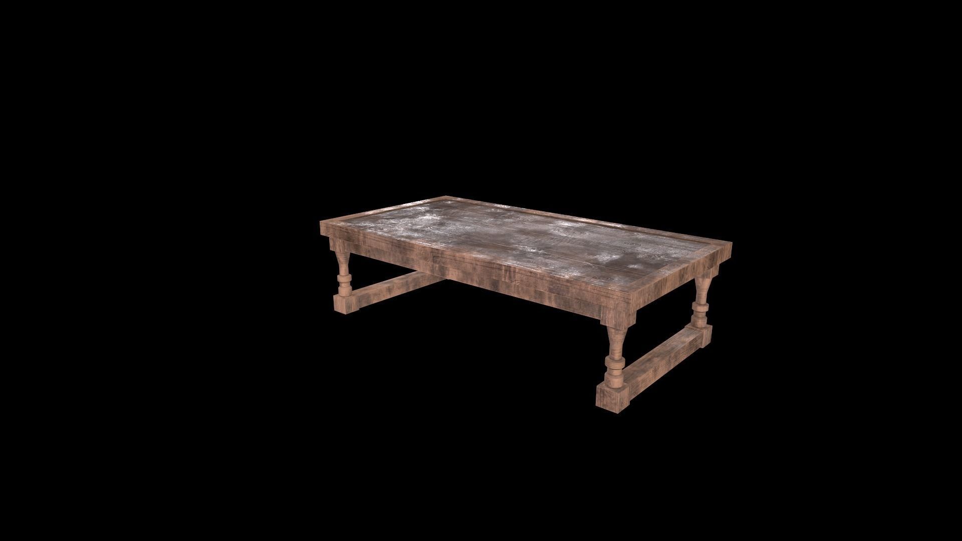 Old Fast Table Low-poly 3D model_6