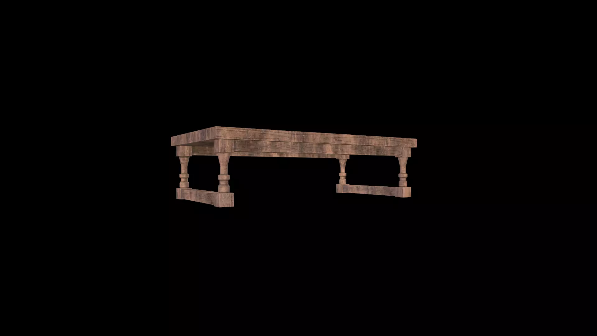 Old Fast Table Low-poly 3D model_0