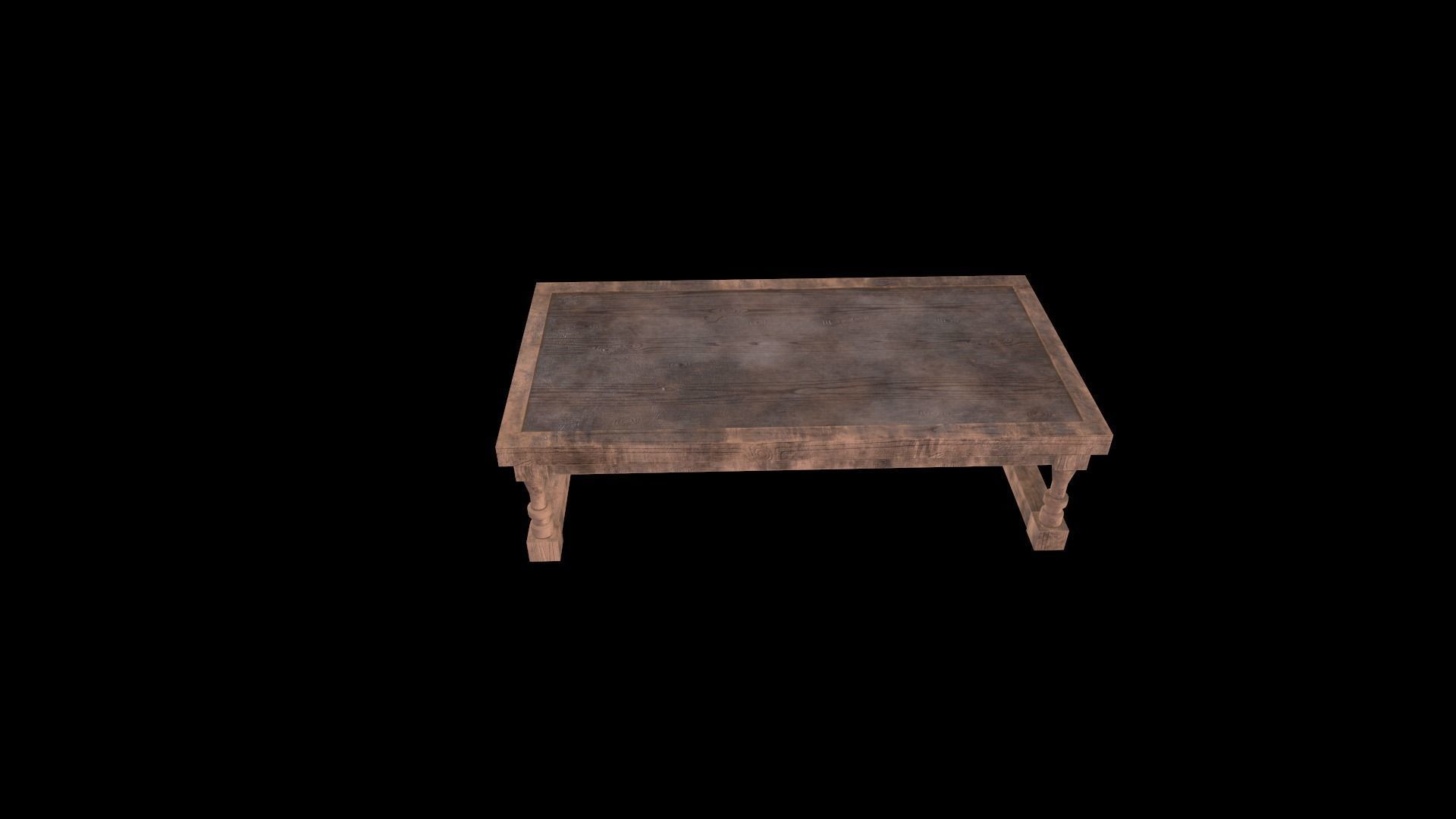 Old Fast Table Low-poly 3D model_9
