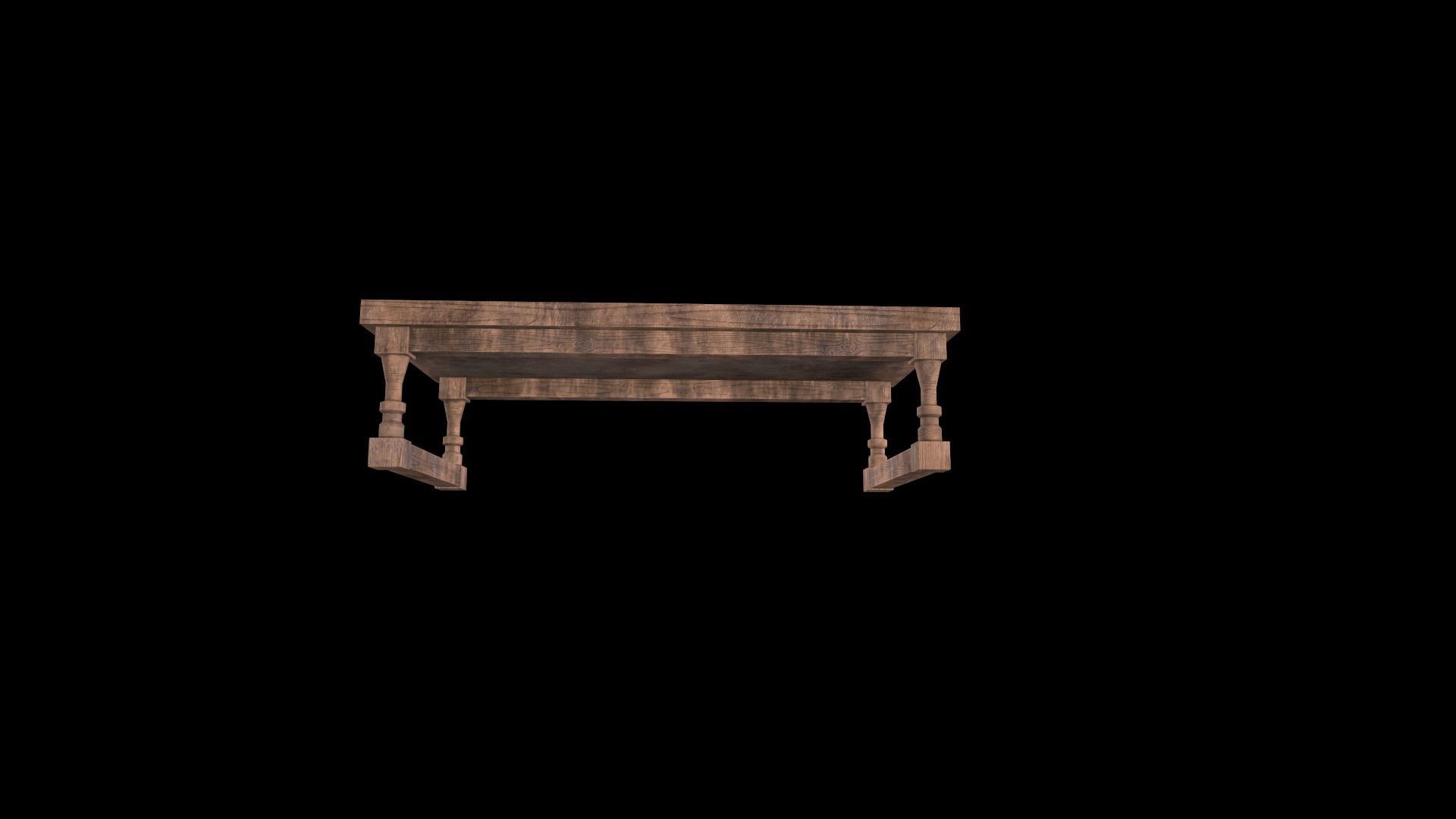 Old Fast Table Low-poly 3D model_7