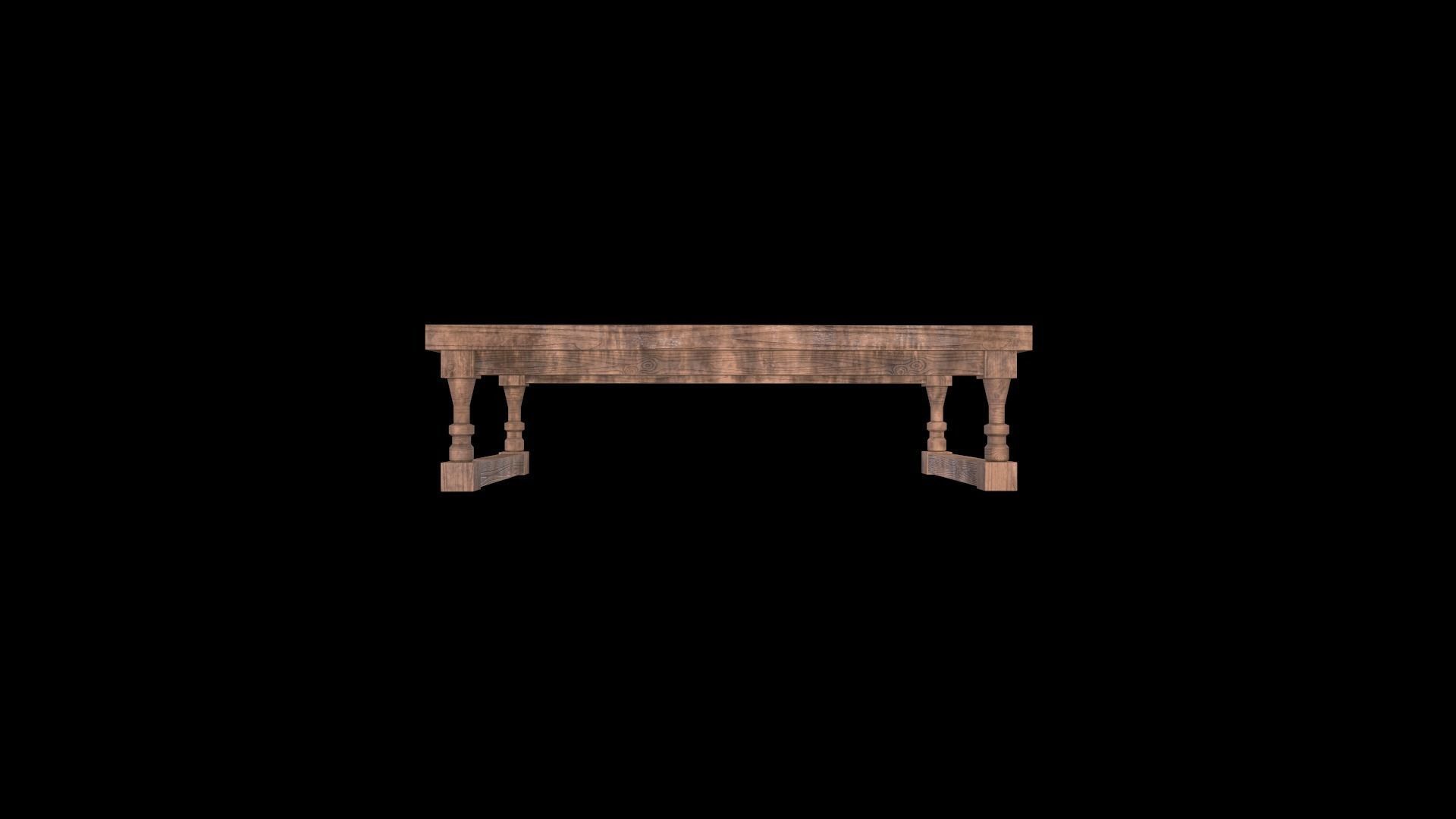 Old Fast Table Low-poly 3D model_3