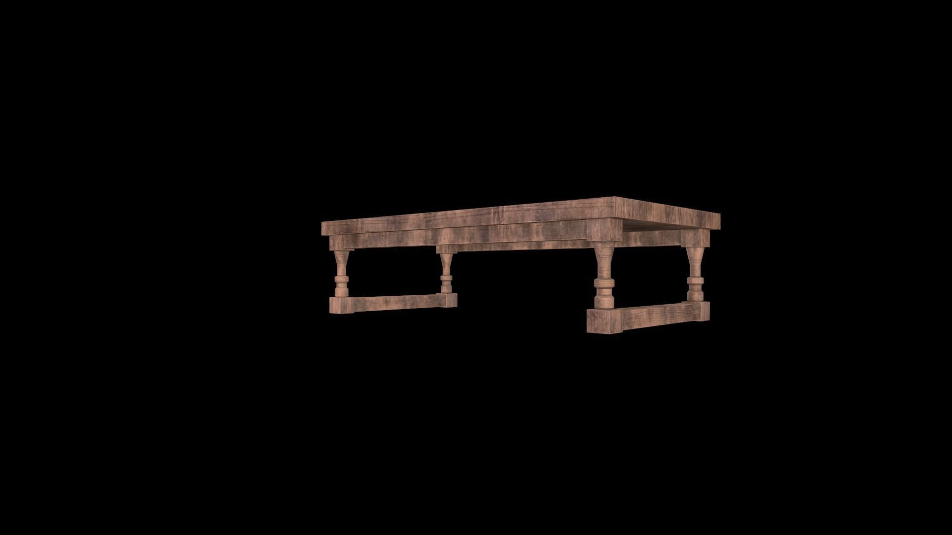 Old Fast Table Low-poly 3D model_4