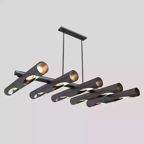 Black Linear Chandelier 3D model
