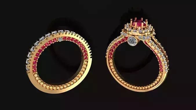 Women Ring 17 micro pave halo engagement ring band for women