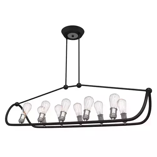Textured Black with Brushed Nickel Accents Linear Chandelier 3D model