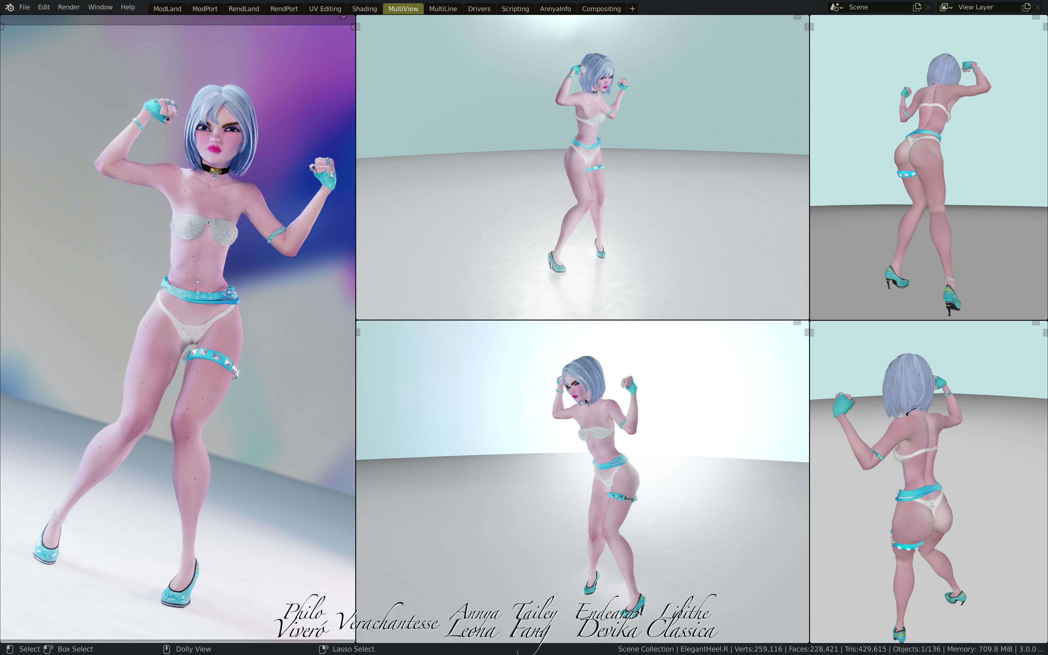 Annya Leona Female Rigged Blender Character 3D model_22