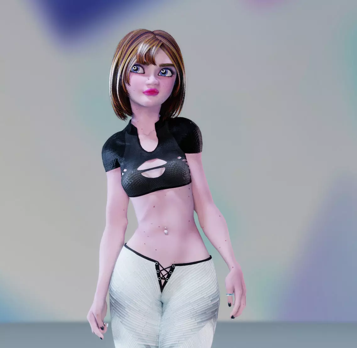 Annya Leona Female Rigged Blender Character 3D model_0