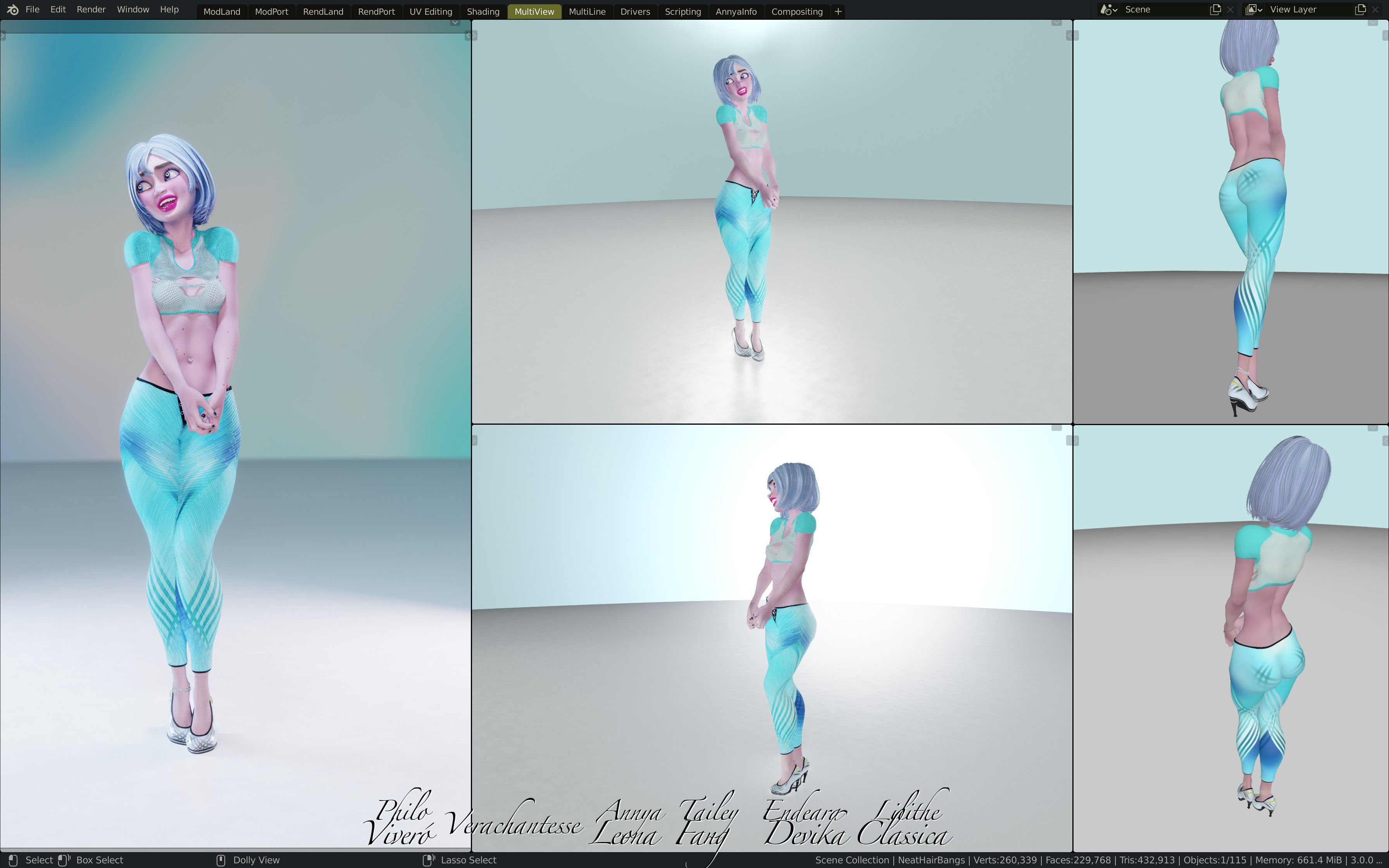 Annya Leona Female Rigged Blender Character 3D model_12