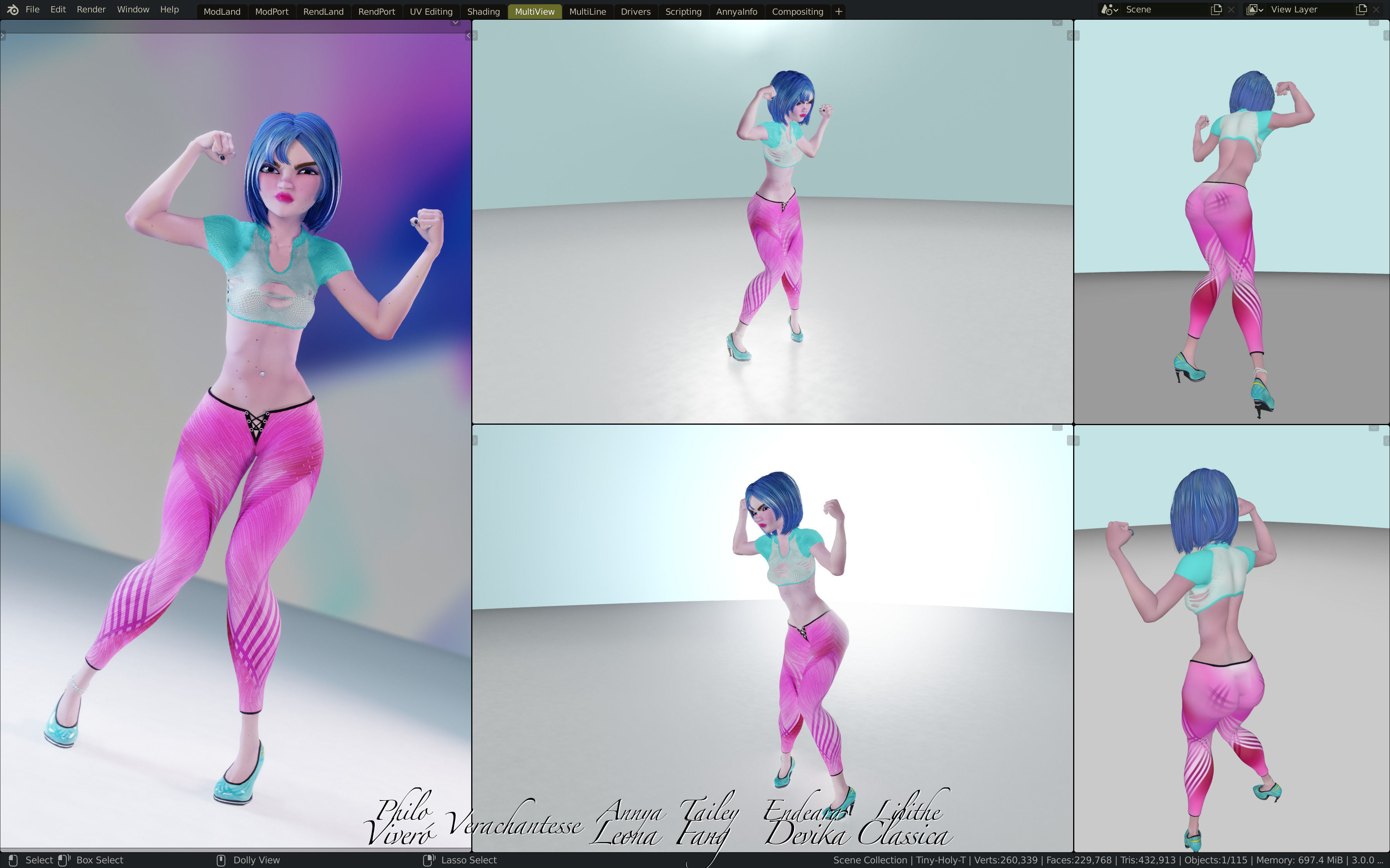 Annya Leona Female Rigged Blender Character 3D model_5