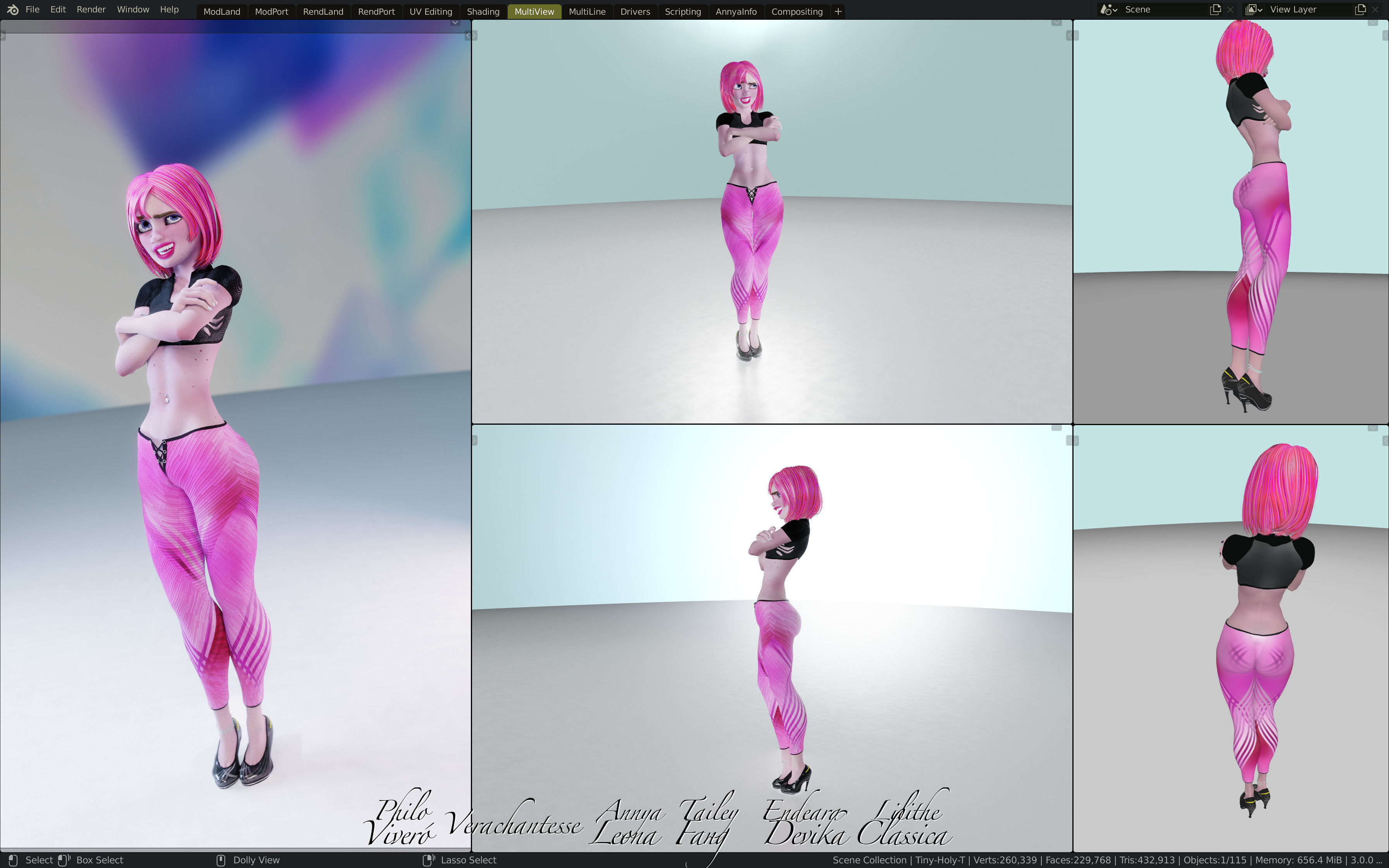 Annya Leona Female Rigged Blender Character 3D model_7