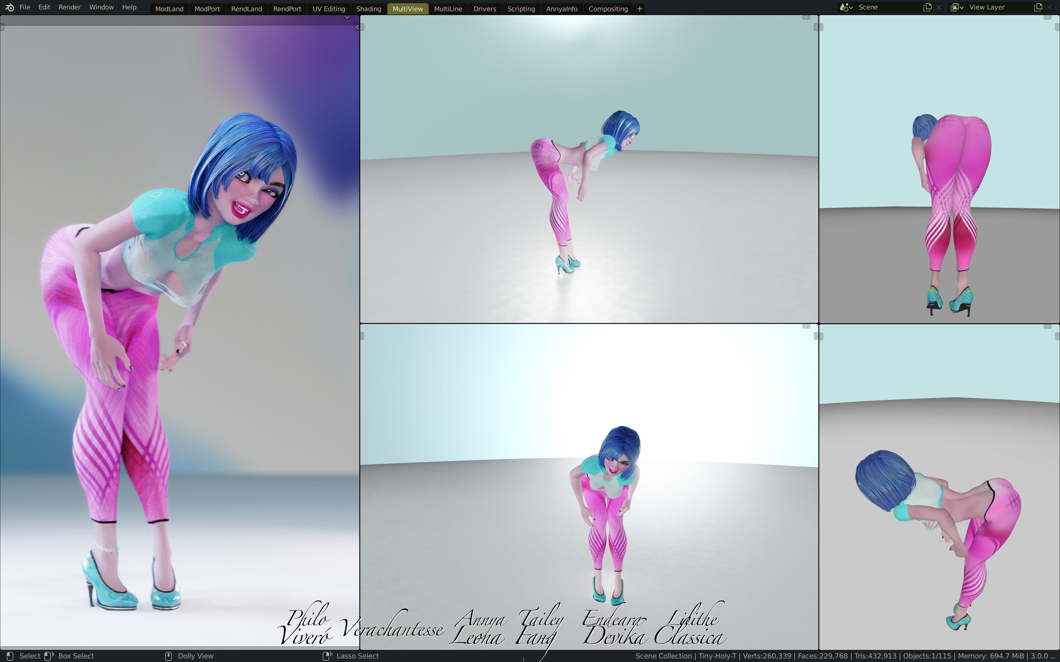 Annya Leona Female Rigged Blender Character 3D model_1