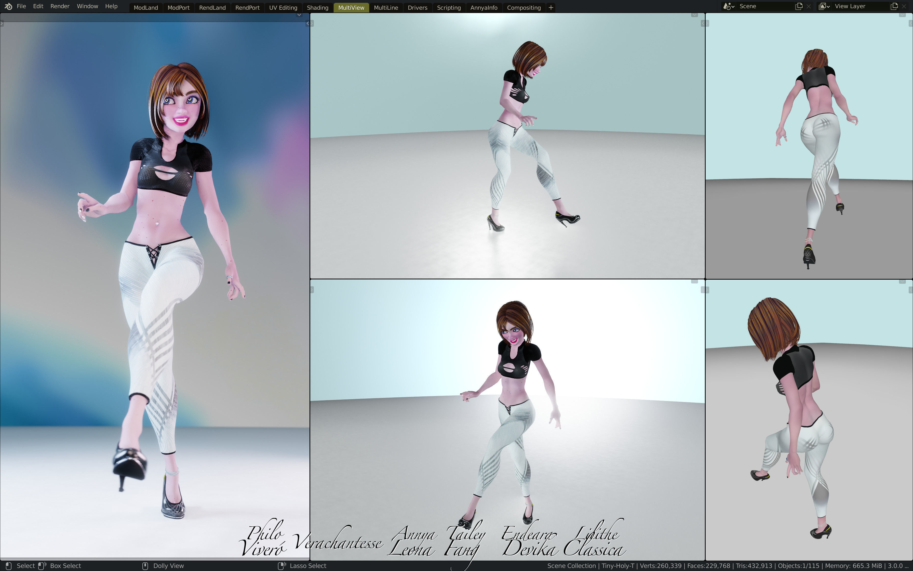 Annya Leona Female Rigged Blender Character 3D model_13