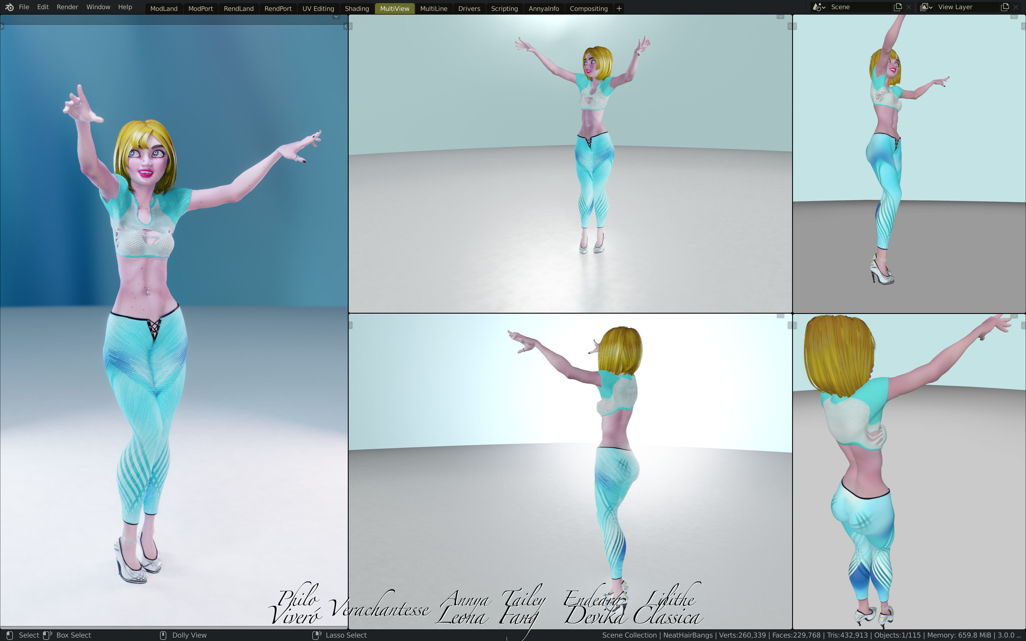Annya Leona Female Rigged Blender Character 3D model_11