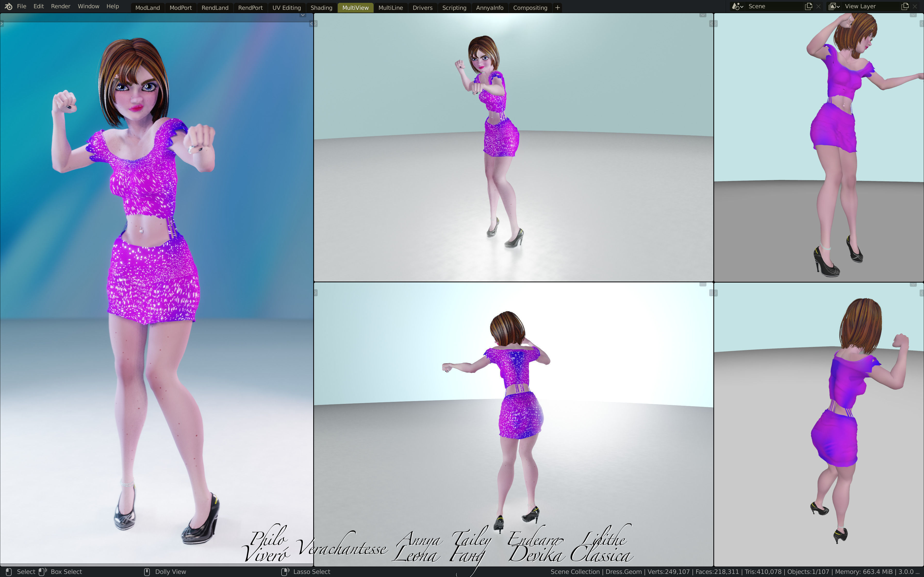 Annya Leona Female Rigged Blender Character 3D model_14