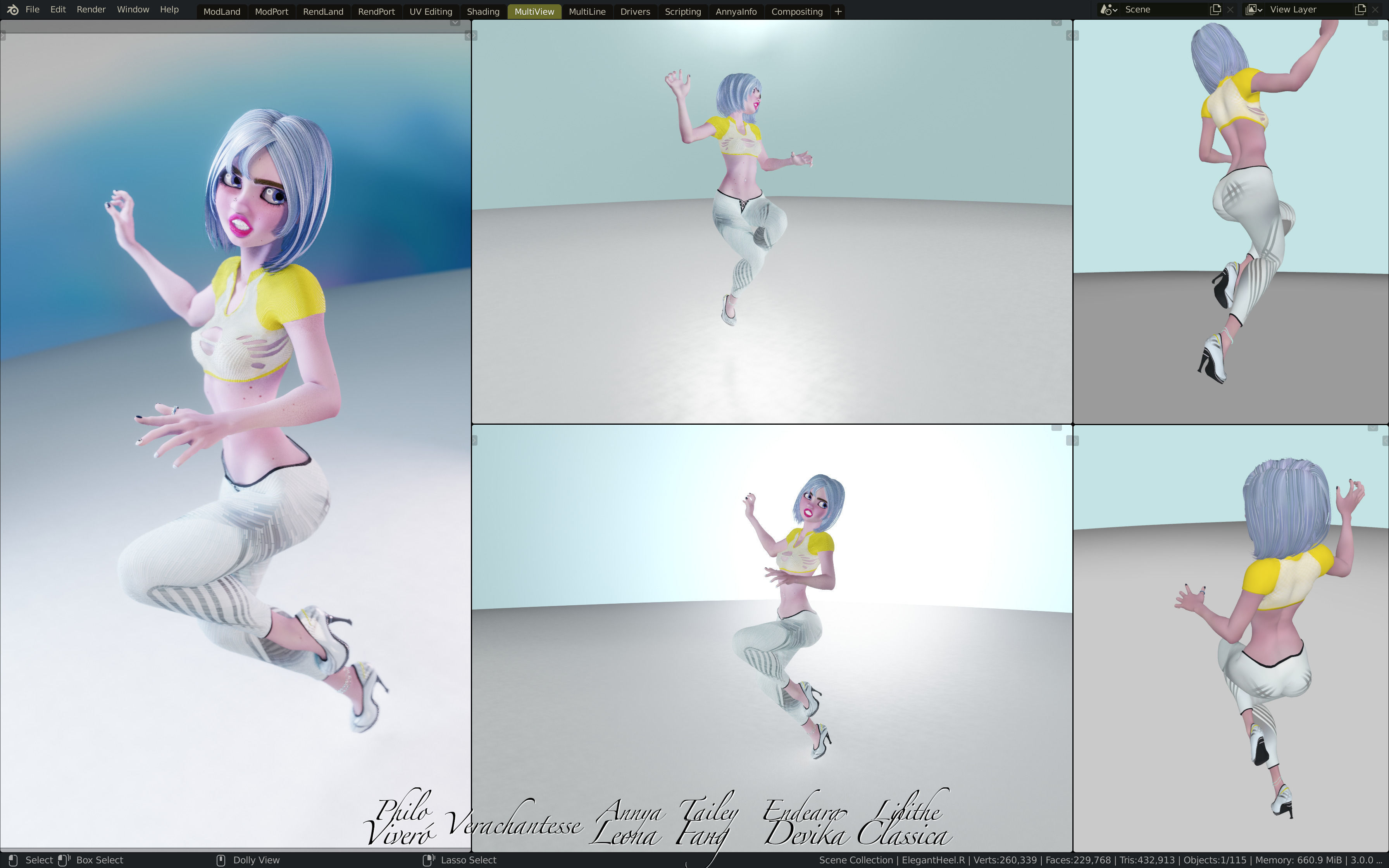 Annya Leona Female Rigged Blender Character 3D model_18