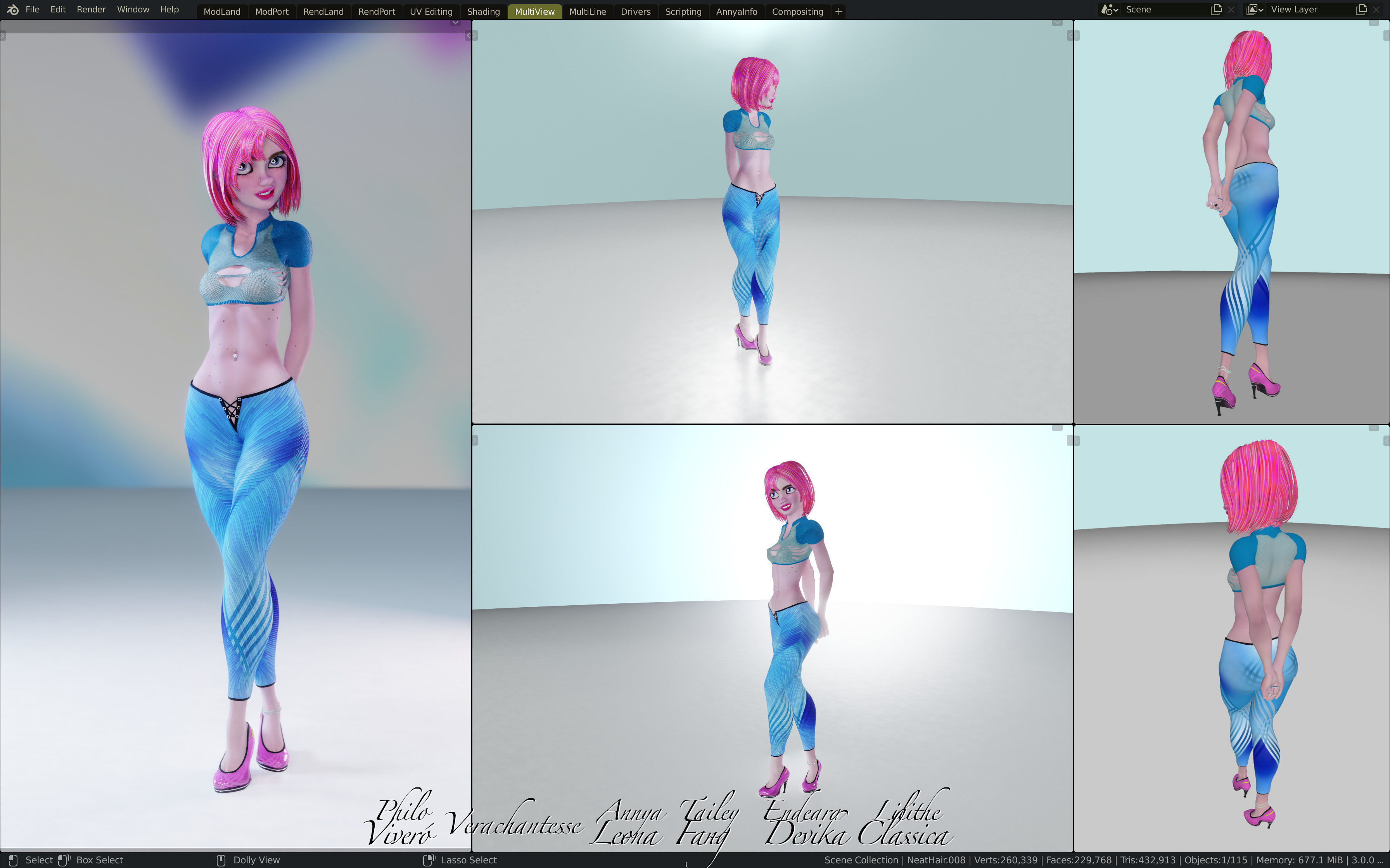 Annya Leona Female Rigged Blender Character 3D model_17