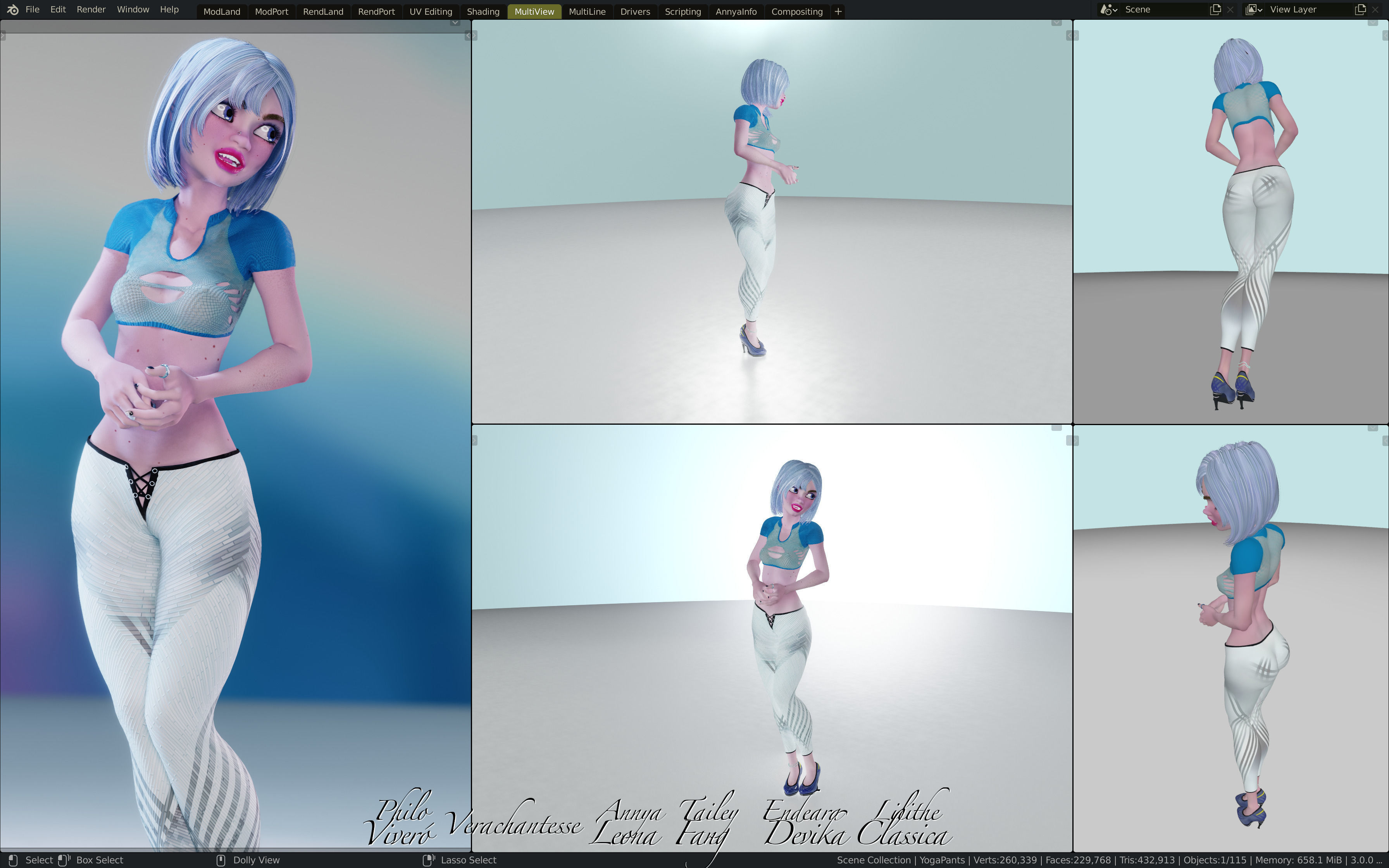 Annya Leona Female Rigged Blender Character 3D model_9