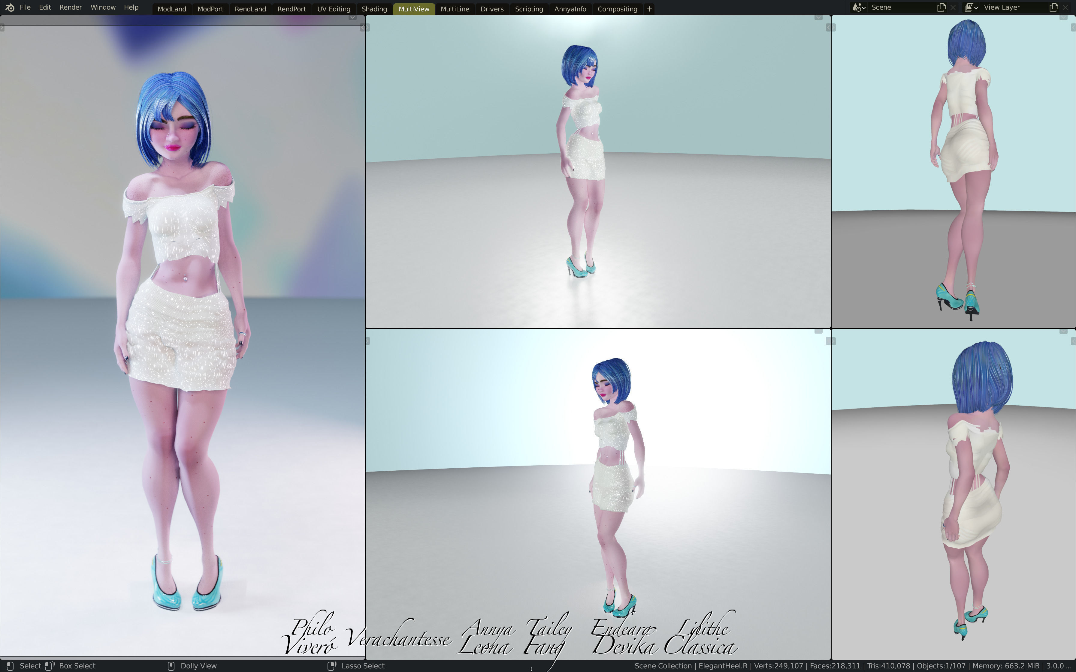 Annya Leona Female Rigged Blender Character 3D model_3