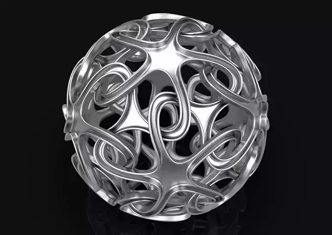 geometry silver ring with intricate design 3D print model