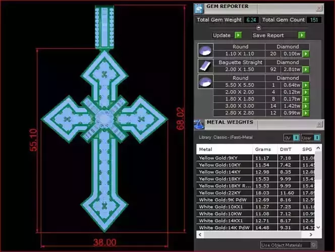 Cross Gold Pendant Full Diamond Marquise Mat Day Thanh Gia