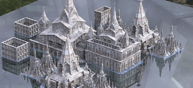 Cthulhu Cult Church with Gothic halls Kit bash 3D model