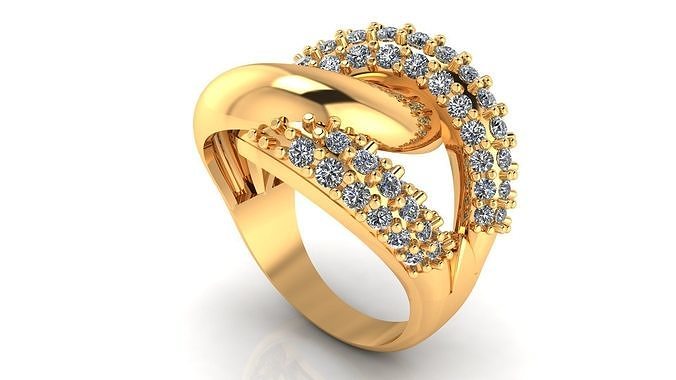 Women Ring 19 stylish light weight diamond ring for women 3D print model