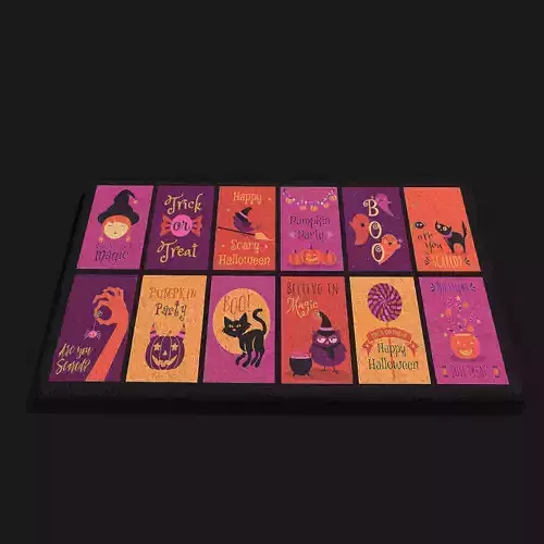 Halloween Cartoon Squares Decorative Mat Low-poly 3D model