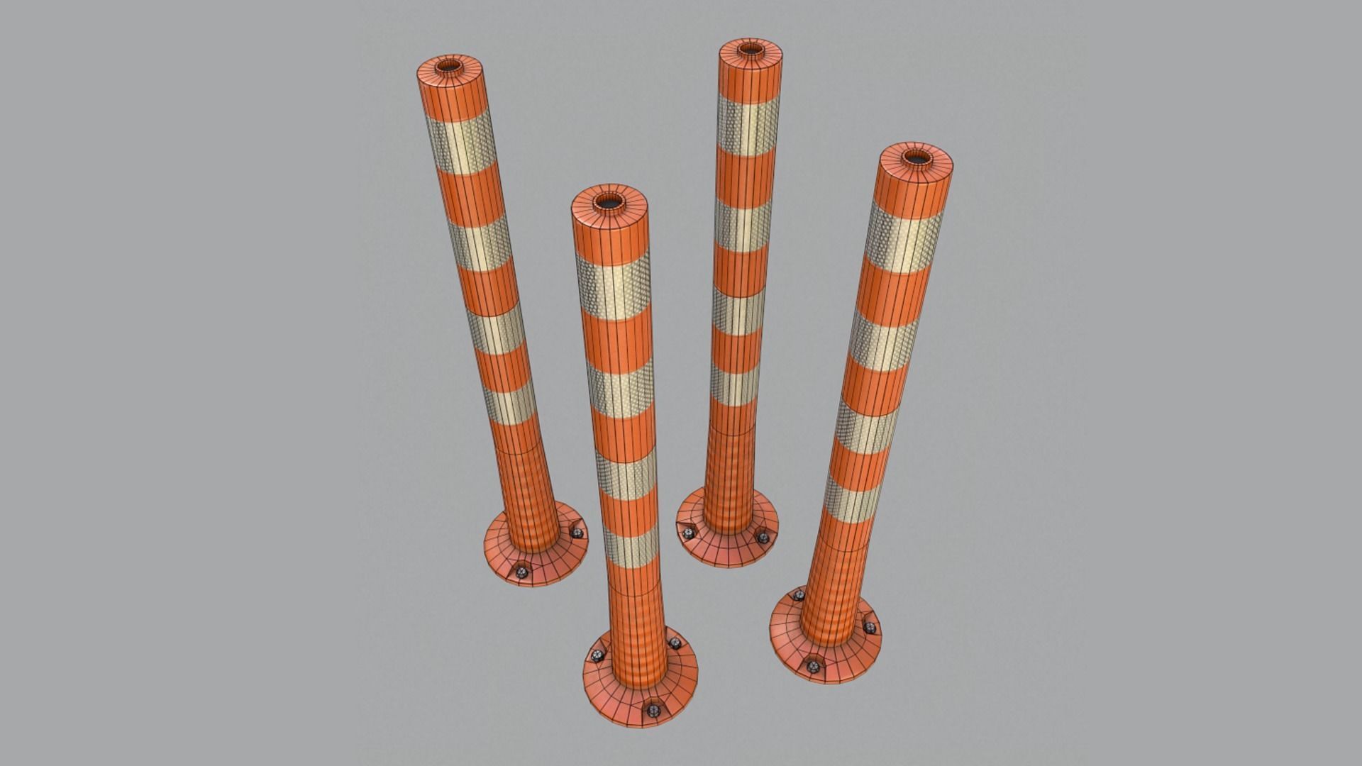 Traffic Delineator Low-poly 3D model_6