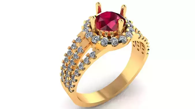 Women Ring 23 pave micro prong diamond halo ring for women