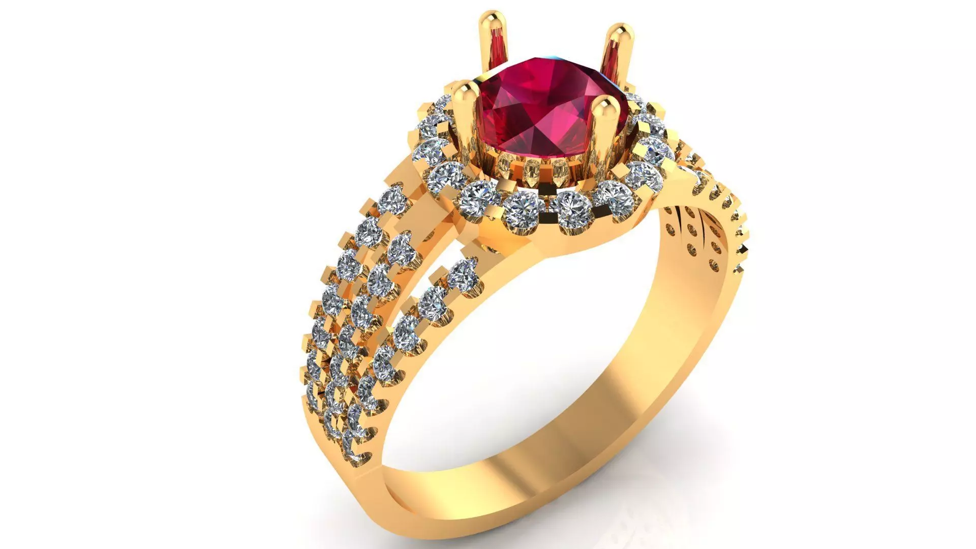 Women Ring 23 pave micro prong diamond halo ring for women 3D print model