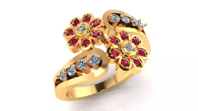 Women Ring 24 stylish flower shaped diamond ring for women