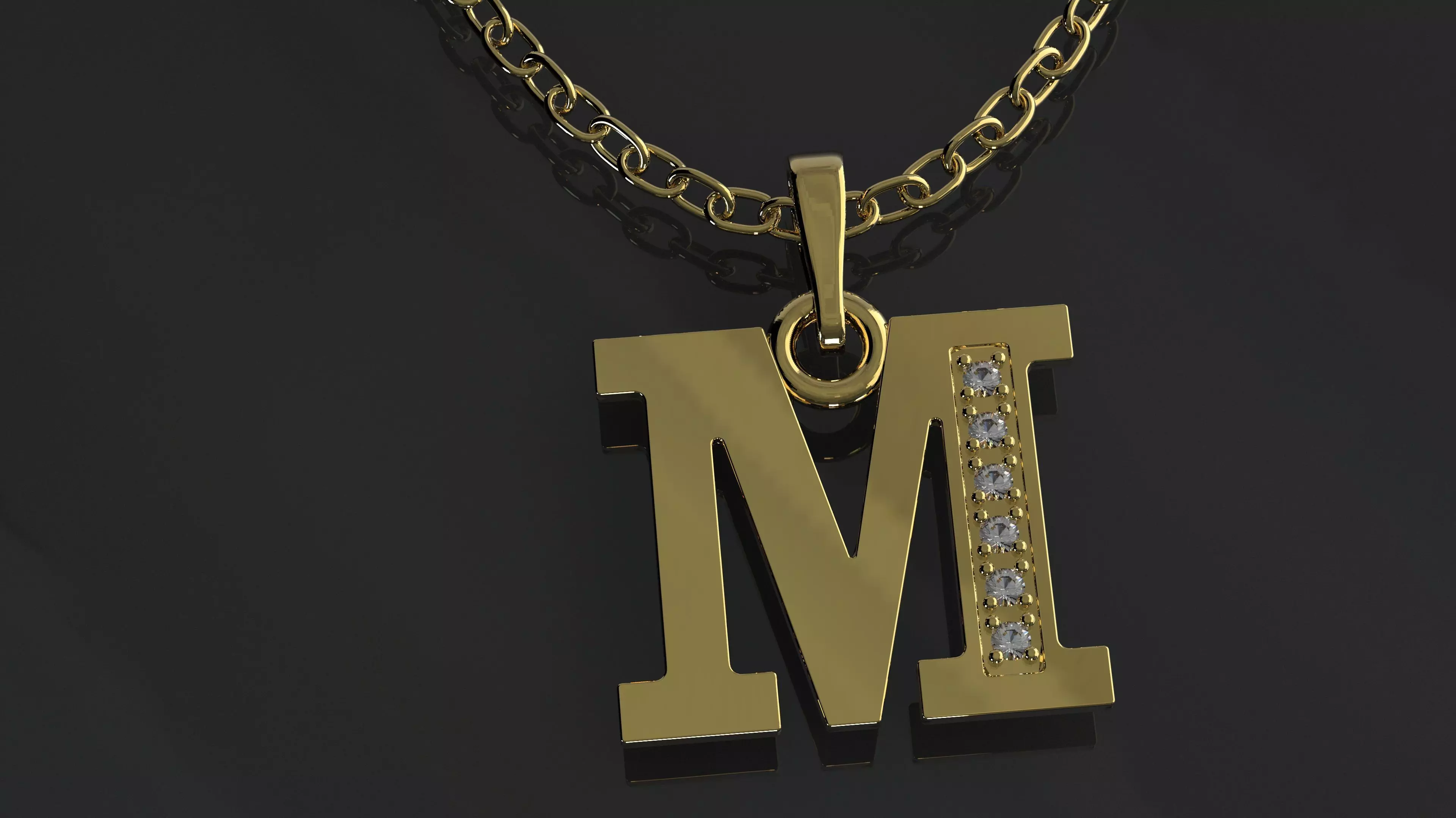 M Letter Pendant Free 3D print model