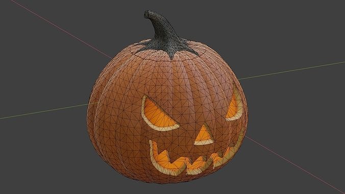 Halloween pumpkin 01 Low-poly 3D model 2
