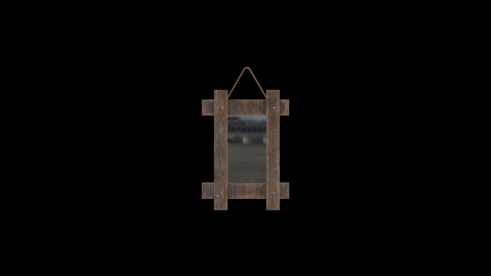 Mirror wooden frame Low-poly 3D model_5