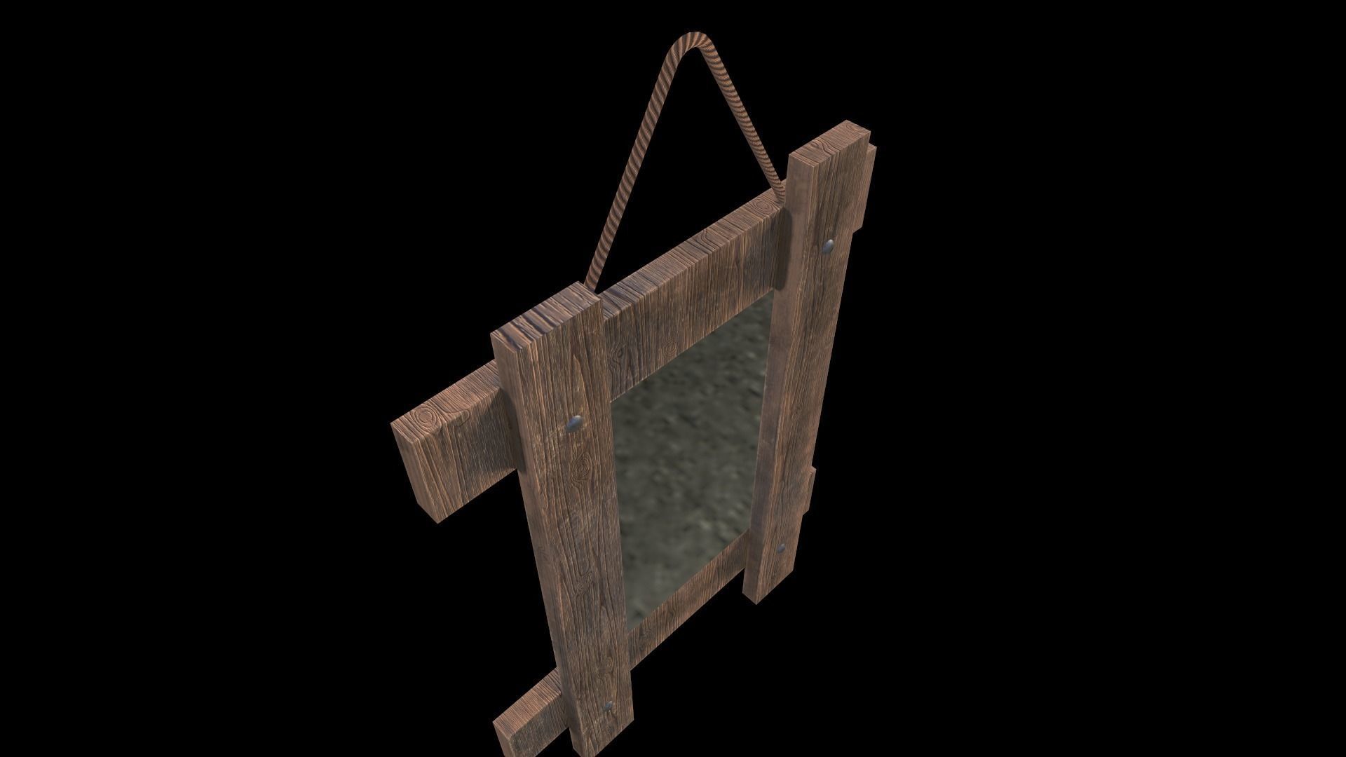 Mirror wooden frame Low-poly 3D model_8