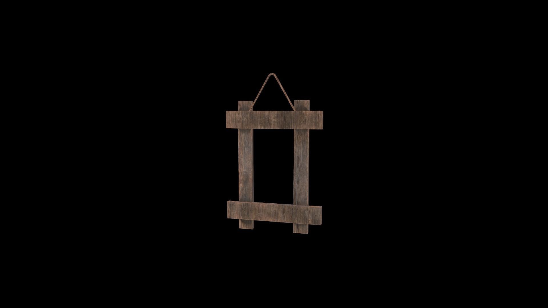 Mirror wooden frame Low-poly 3D model_7