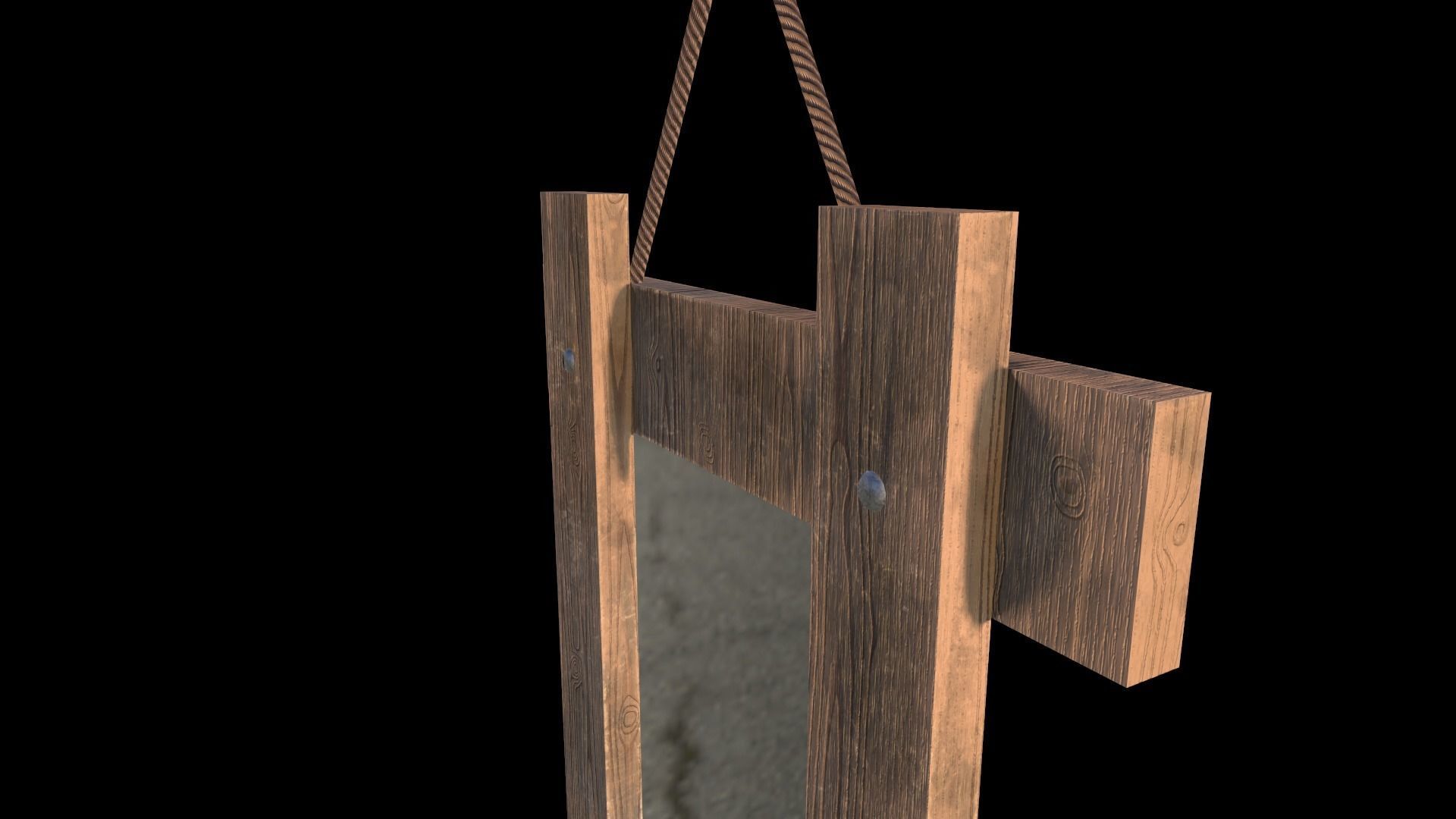 Mirror wooden frame Low-poly 3D model_4